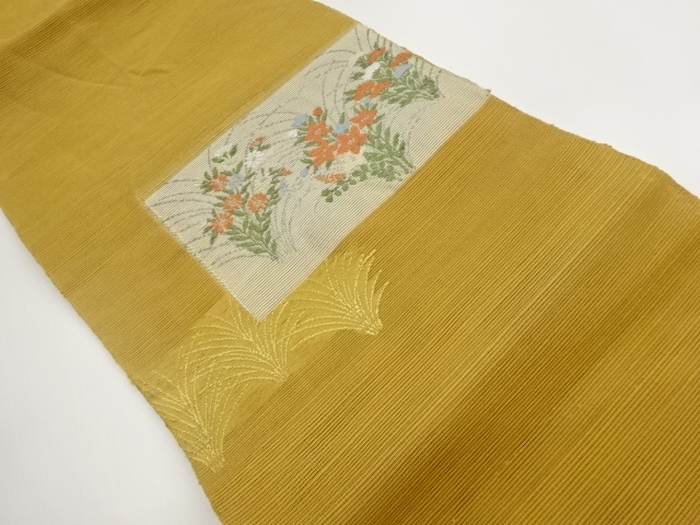 JAPANESE KIMONO / NAGOYA OBI FOR SUMMER / WOVEN FLOWER 